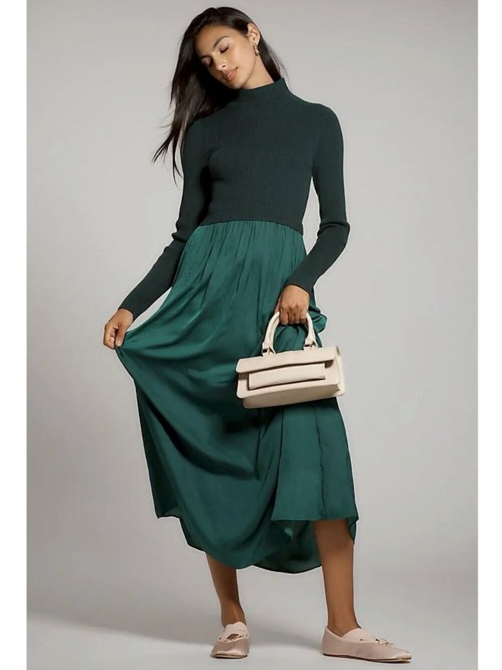 Anthropologie the Thea Long-Sleeve Twofer Maxi Dress